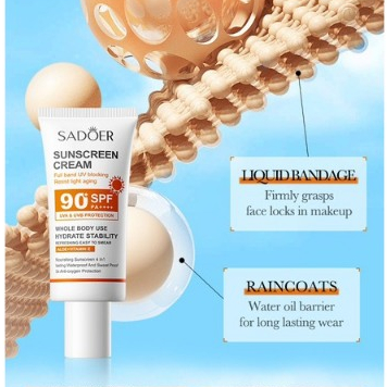 Kem Chống Nắng Nâng Tone SADOER  SPF 90+  PA ++++ Kiềm Dầu Và Dưỡng Ẩm, Hệu Quả Thấm Nhanh trên da.