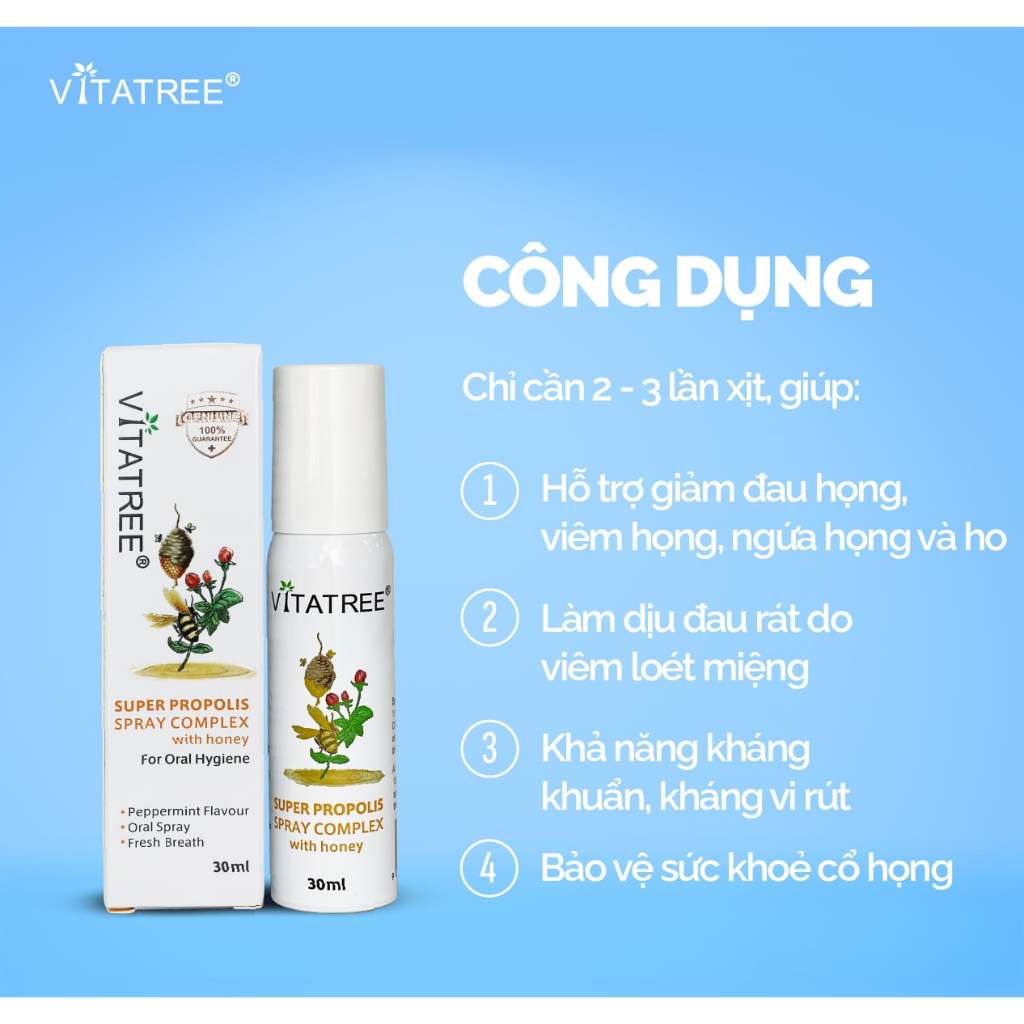 Ưu điểm Xịt họng keo ong Vitatree