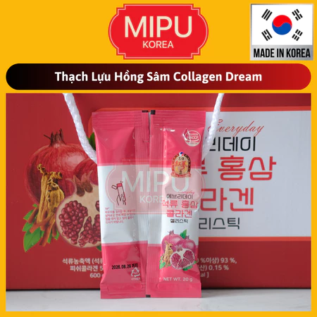 Thạch Lựu Hồng Sâm Collagen Dream Hàn Quốc hộp 30 gói x 20g