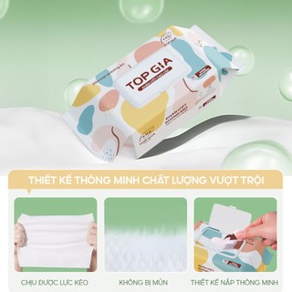 1 bich Khăn ướt cao cấp Topgia  mềm mại, Khăn giấy ướt không mùi, an toàn cho mọi làn da