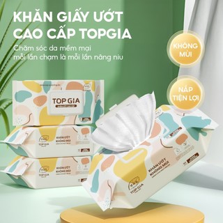 Khăn ướt cao cấp Topgia  mềm mại, Khăn giấy ướt không mùi, an toàn cho mọi làn da