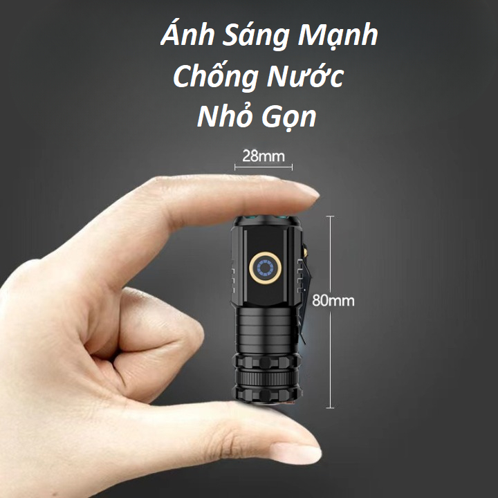 Đèn pin mini cầm tay siêu sáng cao cấp vỏ nhôm kháng nước có nam châm ...