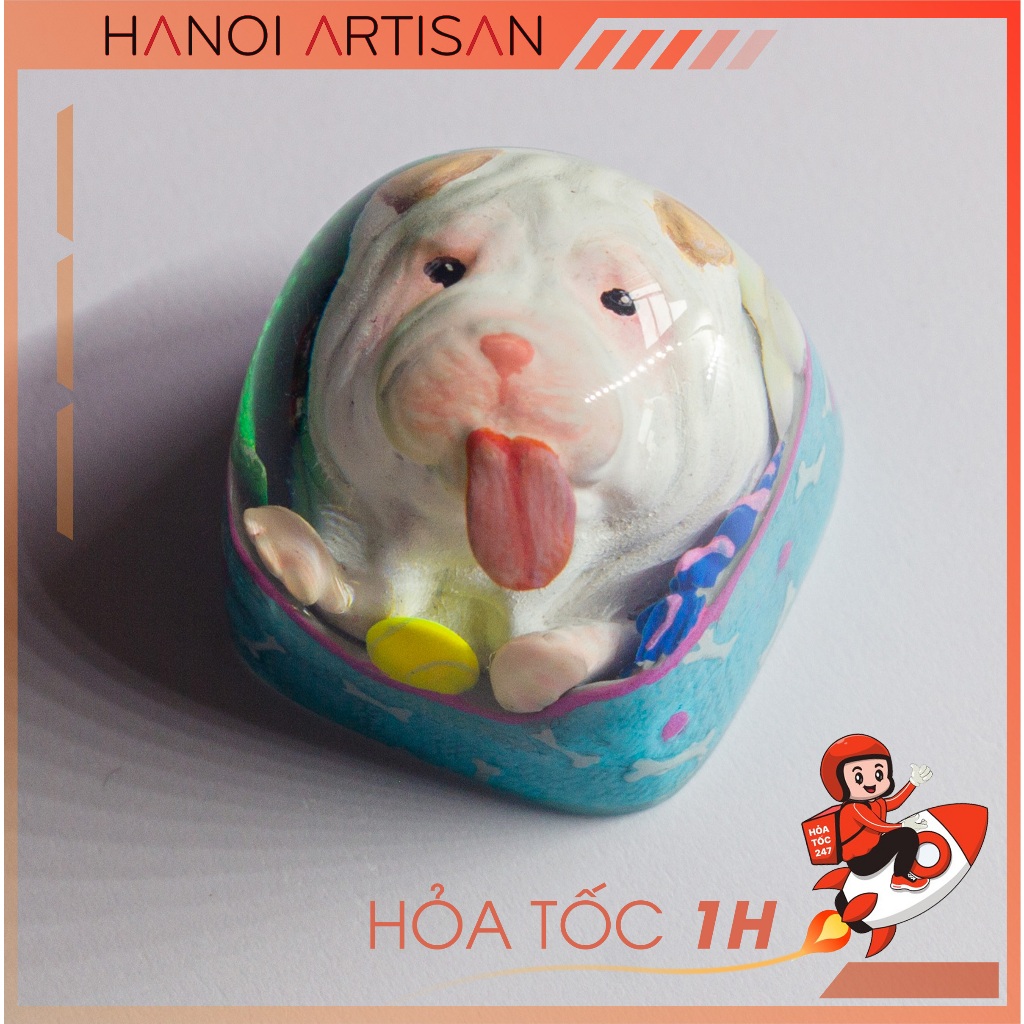 Keycap Artisan - Nút bàn phím cơ Mlem Mlem Sa bì mặt nhăn ( Sharpei ...