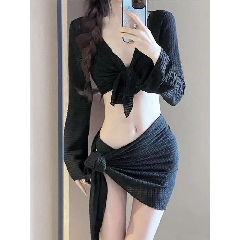 Set bộ đồ bơi bikini 4 chi tiết sexy gợi cảm có mút ngực tặng kèm áo choàng và quây buộc BKN01