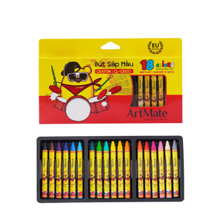 Bút Sáp Màu ARTMATE Crayon 12-24 Màu Tươi Sáng, An Toàn Có Khay Đựng Cho Bé Tập Tô CR101/102/103