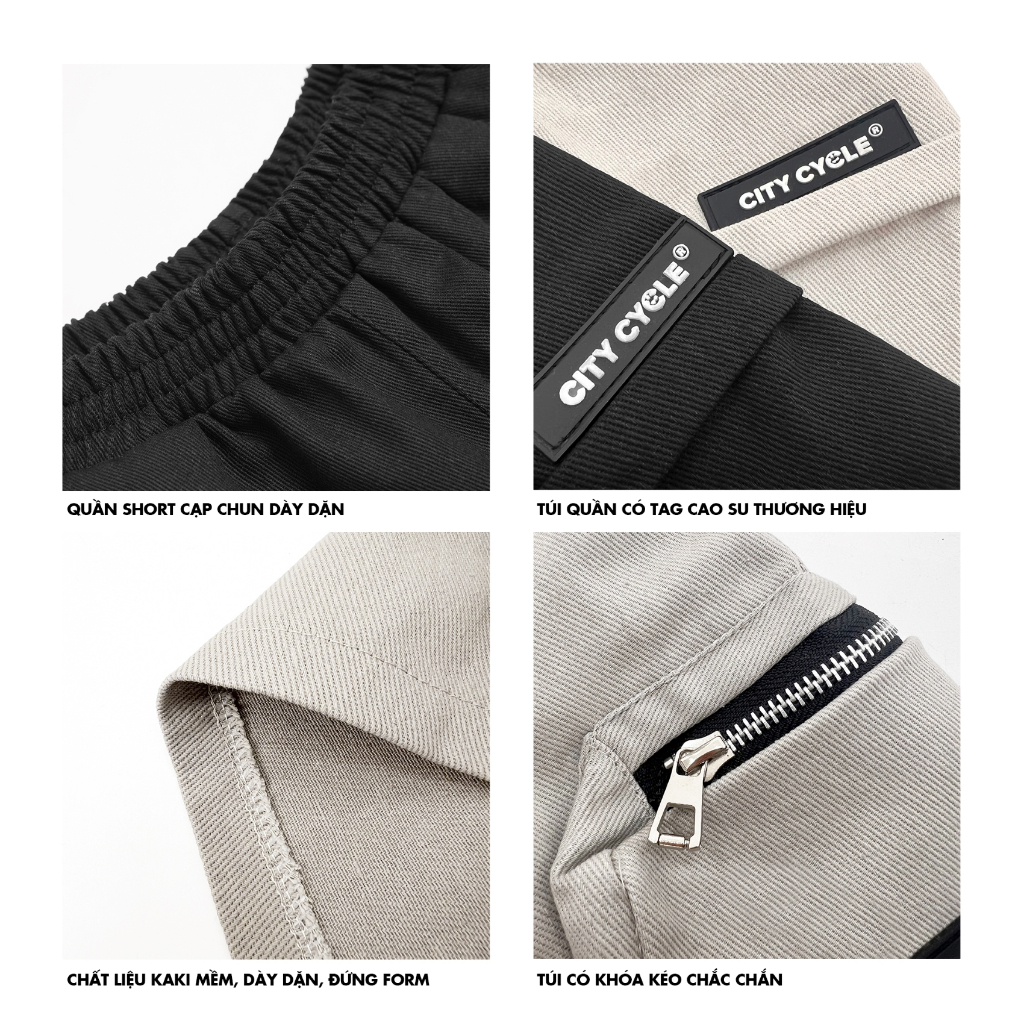 Quần Short Kaki Winding Local Brand Chính Hãng City Cycle vải kaki cao cấp cotton ống rộng unisex