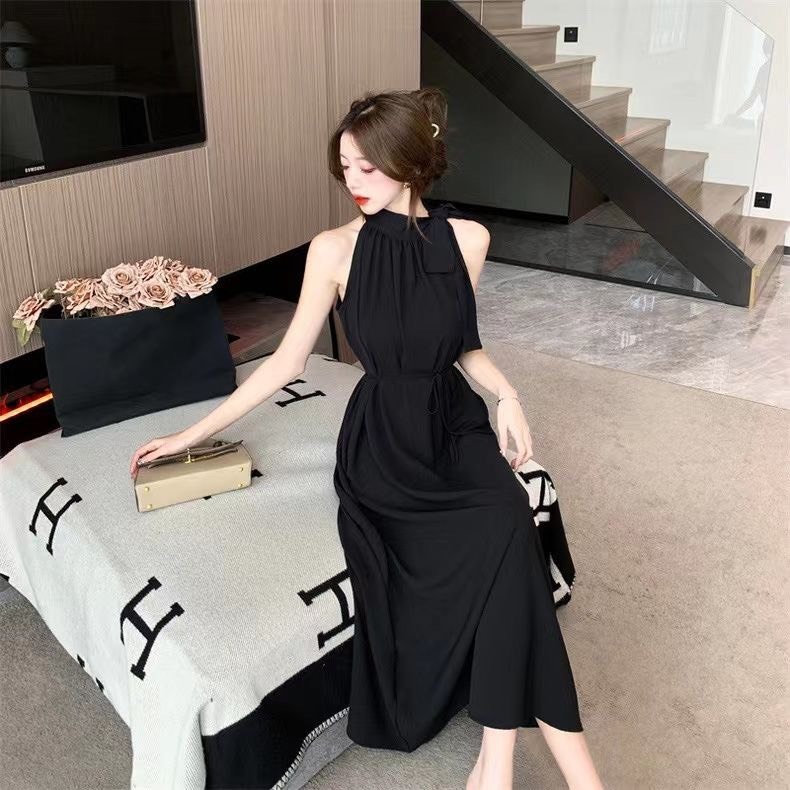 Đầm váy maxi cổ yếm dáng dài hàng Quảng Châu chất liệu mát mịn xu hướng Hàn Quốc BA SP135