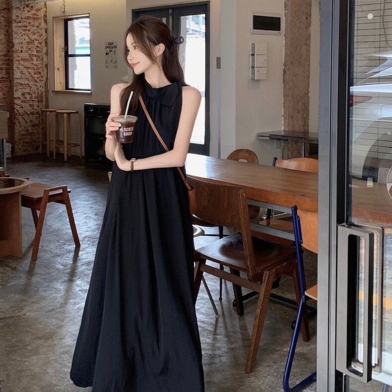 Đầm váy maxi cổ yếm dáng dài hàng Quảng Châu chất liệu mát mịn xu hướng Hàn Quốc BA SP135