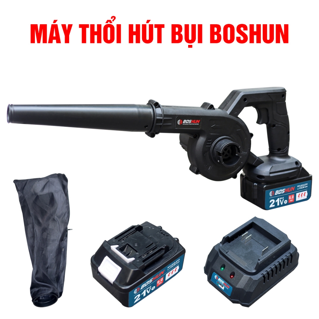 Máy Thổi Bụi Boshun Đen Công Suất 680W Chân Phổ Thông 10Cell Không Chổi Than Tốc Độ Gió Mạnh