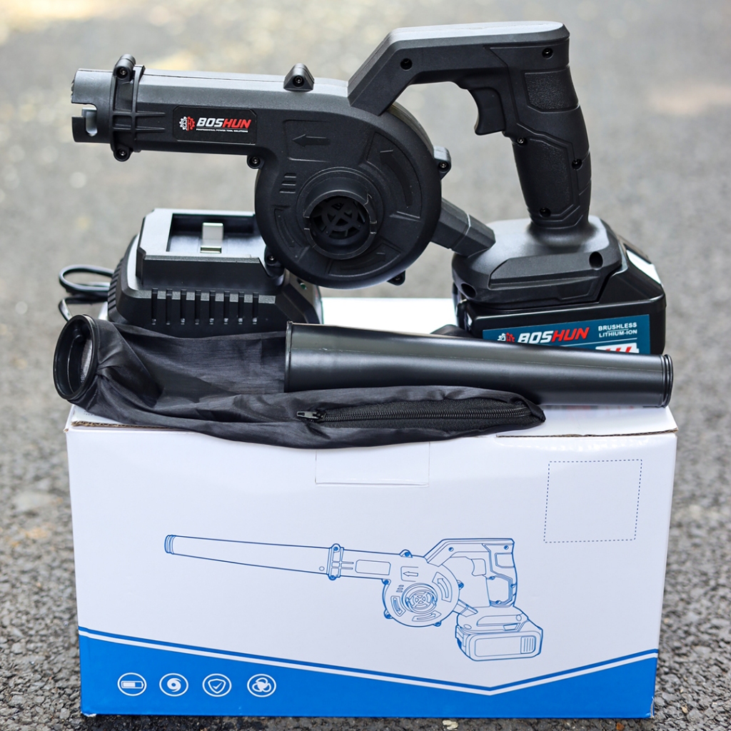 Máy Thổi Bụi Boshun Đen Công Suất 680W Chân Phổ Thông 10Cell Không Chổi Than Tốc Độ Gió Mạnh