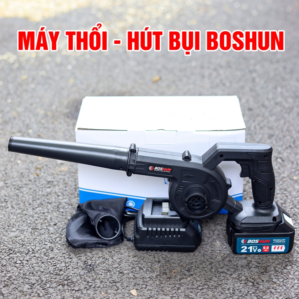 Máy Thổi Bụi Boshun Đen Công Suất 680W Chân Phổ Thông 10Cell Không Chổi Than Tốc Độ Gió Mạnh