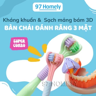 Bàn Chải Đánh Răng 3 Mặt (Kèm Gạt Lưỡi) 97Homely Thông Minh 360 Độ Đánh Bay Mọi Vi Khuẩn Trong Răng Miệng