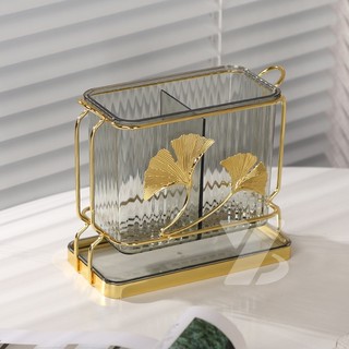 ống đũa meka phong cách bắc âu,ống đựng dao đũa 2 lá vàng đặt bàn
