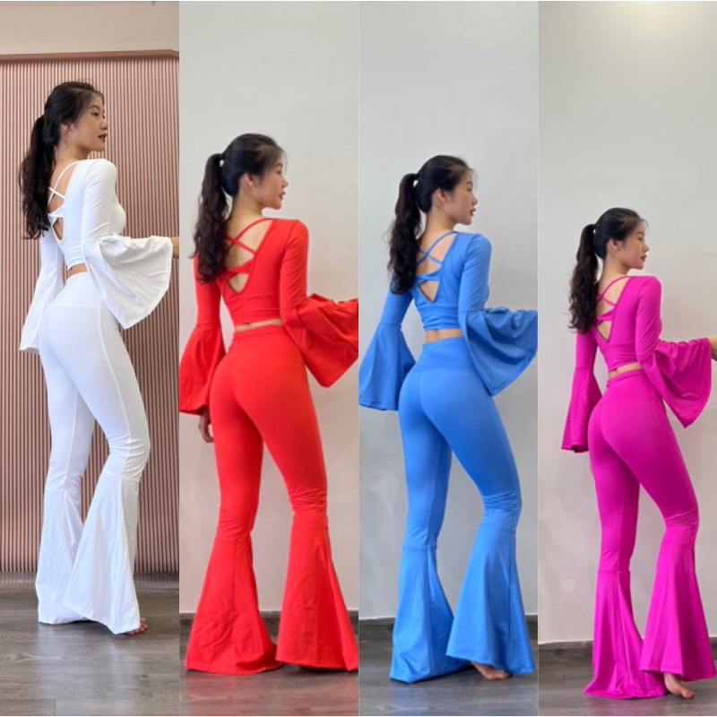 [ Chính hãng Yborn] Bộ tập loe yoga flow , bộ múa hàng thiết kế ...