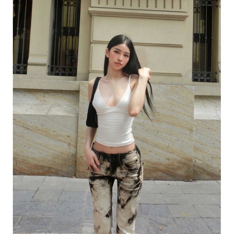 Áo Hai Dây The Kim Croptop, Áo 2 Dây Màu Trắng