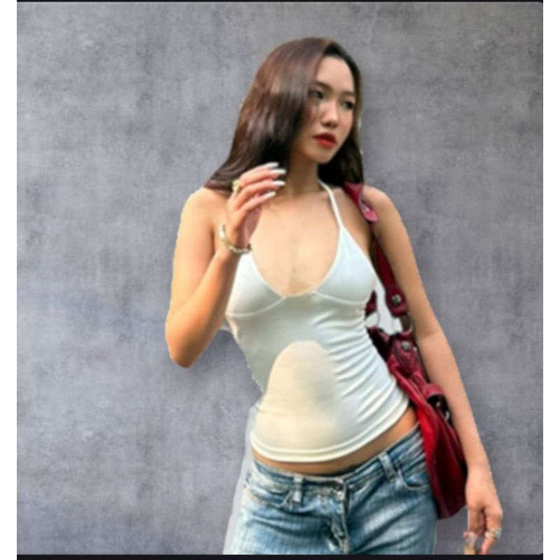 Áo Hai Dây The Kim Croptop, Áo 2 Dây Màu Trắng