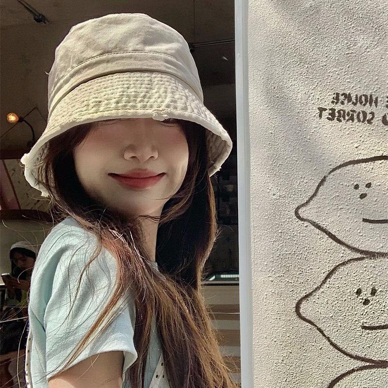MŨ NÓN BUCKET FORM TRỤ XÒE VIỀN RÁCH TRƠN MÀU | Shopee Việt Nam
