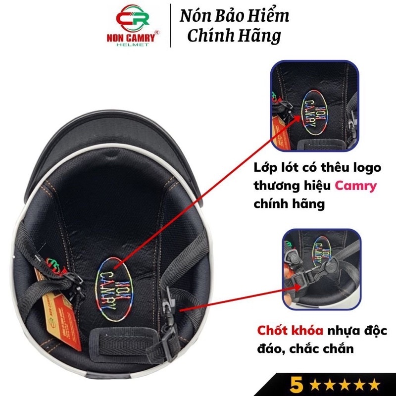 Product image Nón bảo hiểm nửa đầu thời trang NON CAMRY năng động, có lỗ thông gió thoáng mát, Freesize (55-59cm) 3