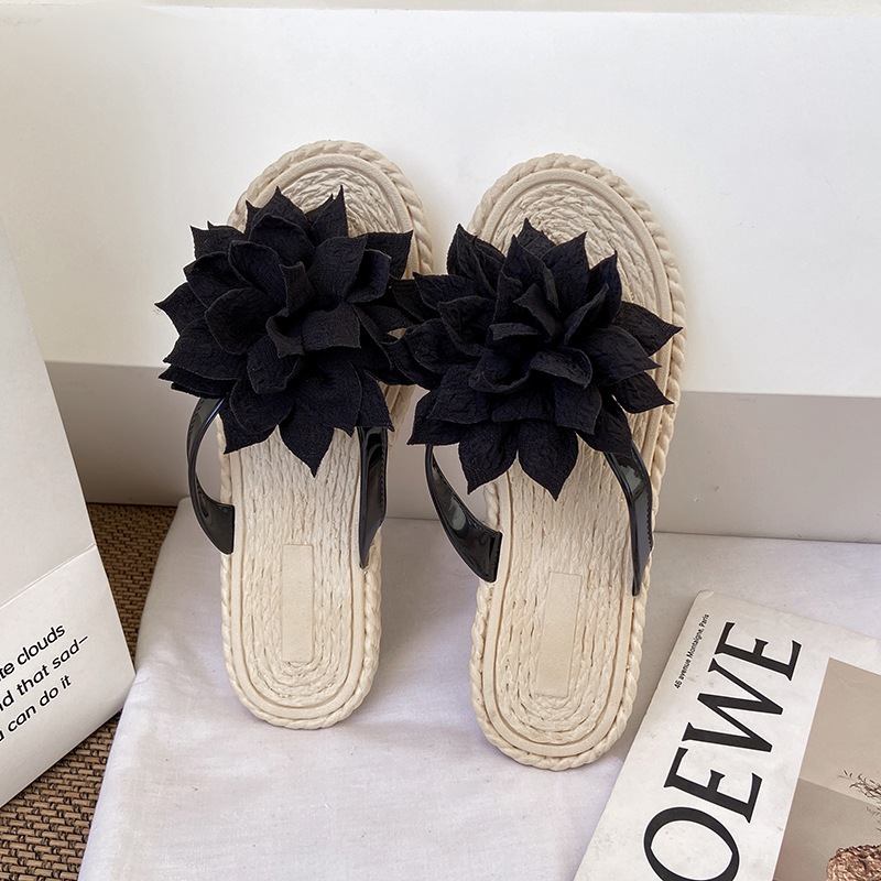 Laylalay.n - [Có sẵn] Dép cói nữ xỏ ngón đính hoa nở xòe xinh xắn - đi làm, văn phòng, đi dạo, đi biển - LAL17