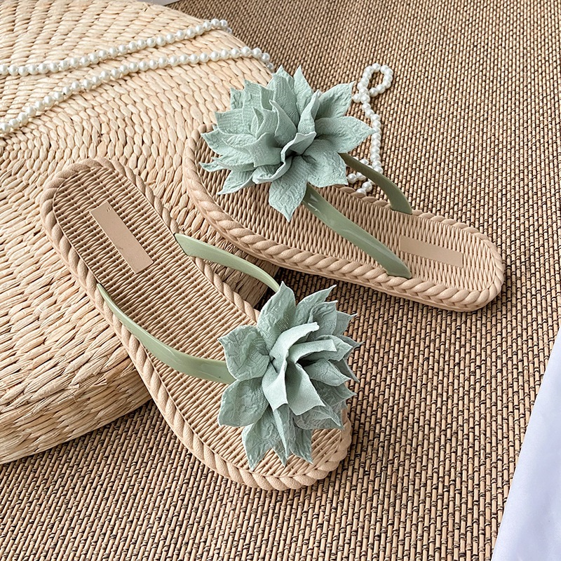 Laylalay.n - [Có sẵn] Dép cói nữ xỏ ngón đính hoa nở xòe xinh xắn - đi làm, văn phòng, đi dạo, đi biển - LAL17