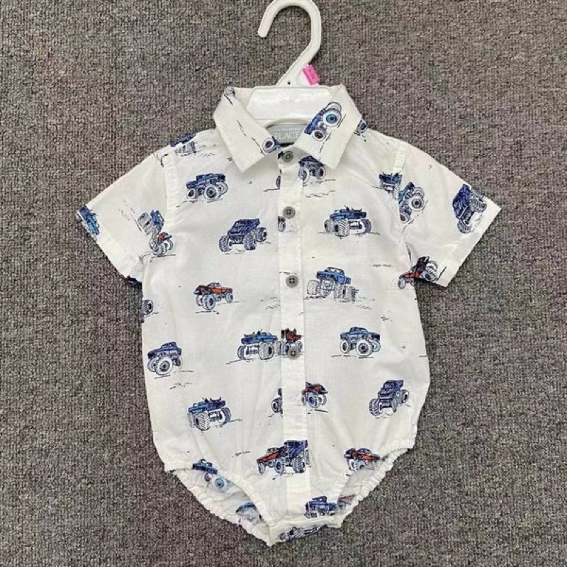[Sale hàng lỗi] Body sơ mi bé trai sơ sinh C1592 xuất dư – hàng dư xịn mềm mịn, size 2–6kg (0–9M)