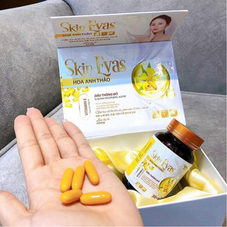 Tinh dầu hoa anh thảo SKIN EVAS, viên uống cải thiện nội tiết tố nữ, hỗ trợ làm đẹp da, ngăn ngừa lão hóa da, hộp 30v