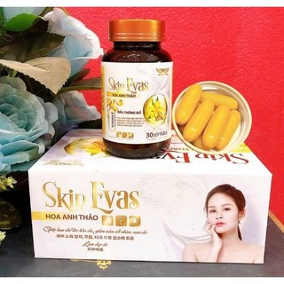 Tinh dầu hoa anh thảo SKIN EVAS, viên uống cải thiện nội tiết tố nữ, hỗ trợ làm đẹp da, ngăn ngừa lão hóa da, hộp 30v