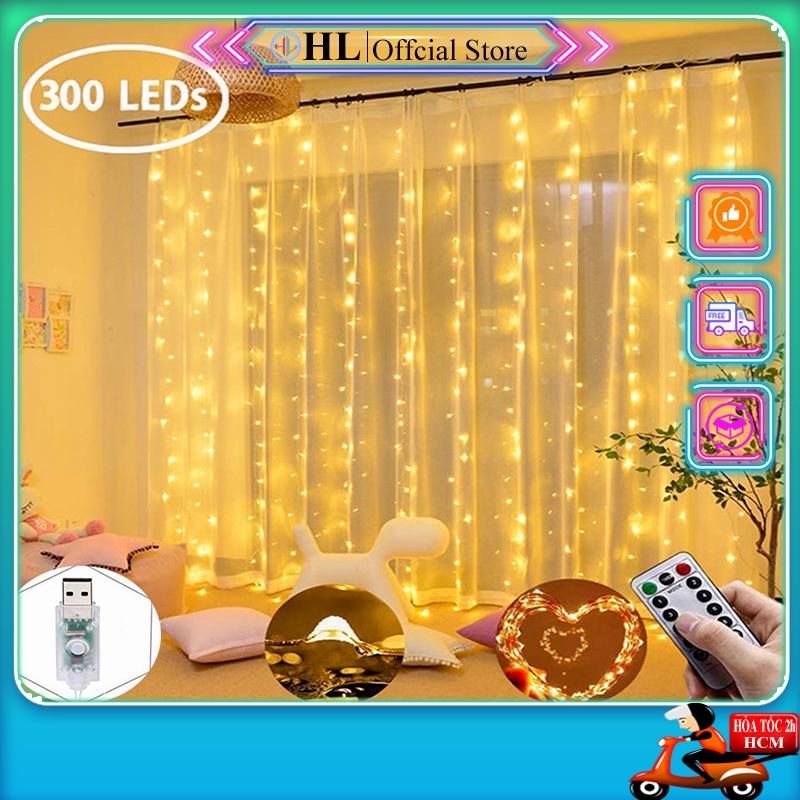 Dây đèn led trang trí fairylight đom đóm rèm mưa rơi – 8 chế độ sáng ...