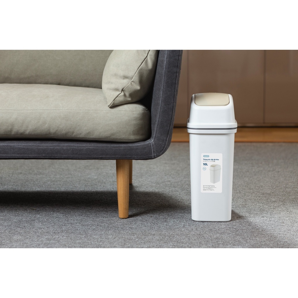 Thùng rác NẮP LẬT - kèm lõi cao cấp Hiro Inochi - Kháng khuẩn kháng mùi 5L/10L/15L
