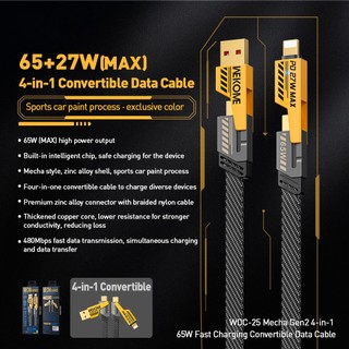 CÁP SẠC ĐA NĂNG 4in1 SẠC SIÊU NHANH 65W, SIÊU CHỐNG ĐỨT WDC-25 cho ĐIỆN THOẠI / MÁY TÍNH BẢNG / LAPTOP ...