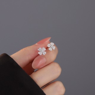 Khuyên tai LAMY Heart Four Leaf Silver Earrings 3267 - Khuyên tai bạc cao cấp