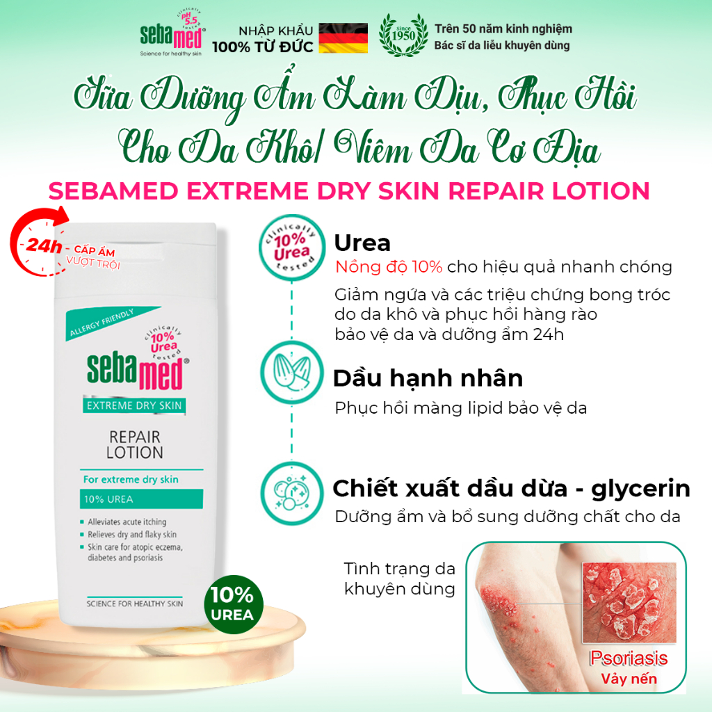 Ảnh Sữa dưỡng thể dưỡng ẩm, giảm khô ngứa, bong tróc cho da khô viêm cơ địa Sebamed Dry Lotion 200ml 3