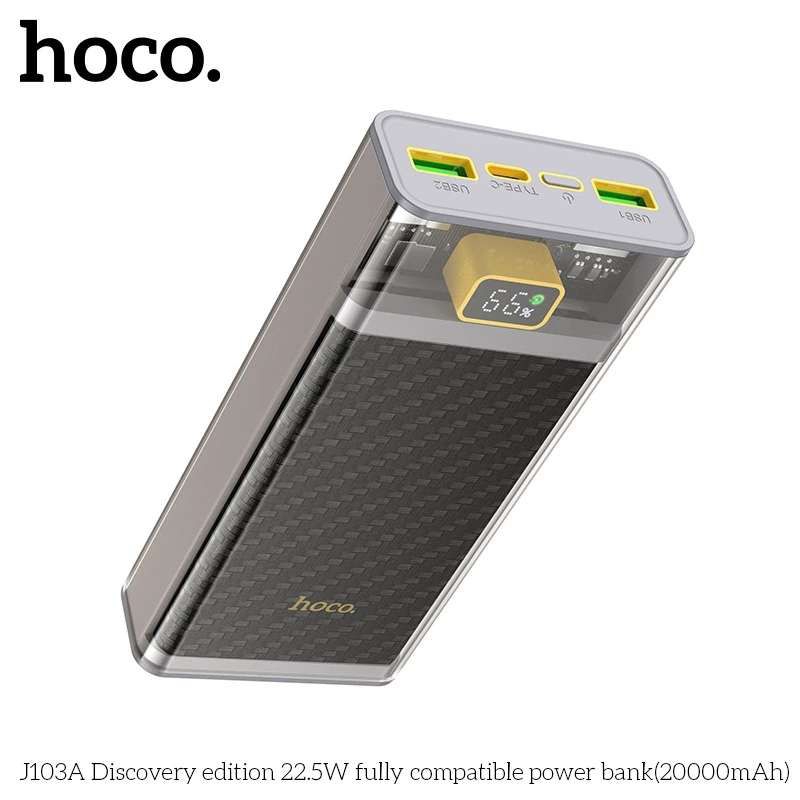Sạc dự phòng Hoco J103A 20000mah  với tốc độ sạc nhanh 22,5w có nhiều cổng sạc.
