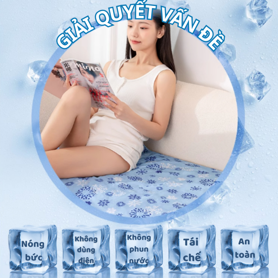Đệm Gel Lạnh Làm Mát Giảm Nhiệt Mùa Hè, Thảm Nước Chất Liệu PVC Cao Cấp Chống Thấm Nước