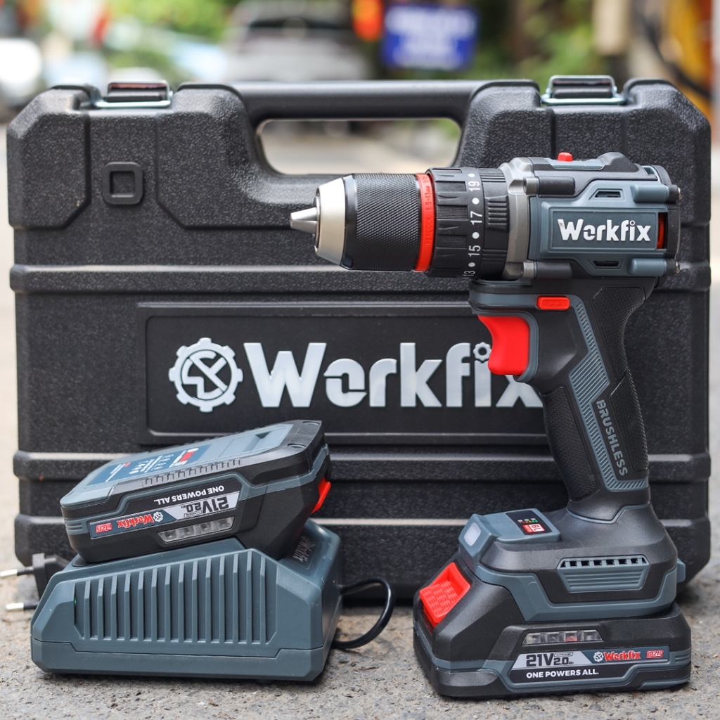 Máy Khoan Workfix WF-ID1370BL 13mm, pin 10 cell Không Chổi Than, 3 Chức Năng 25 Cấp Độ Trượt