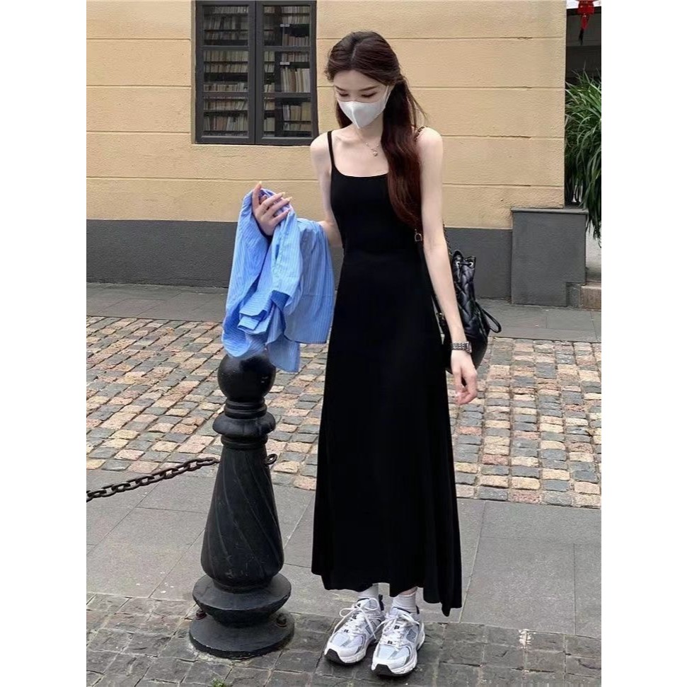 Đầm váy maxi 2 dây mùa hè dáng dài chất liệu thun co giãn ôm body hàng Quảng Châu xu hướng Hàn SP164