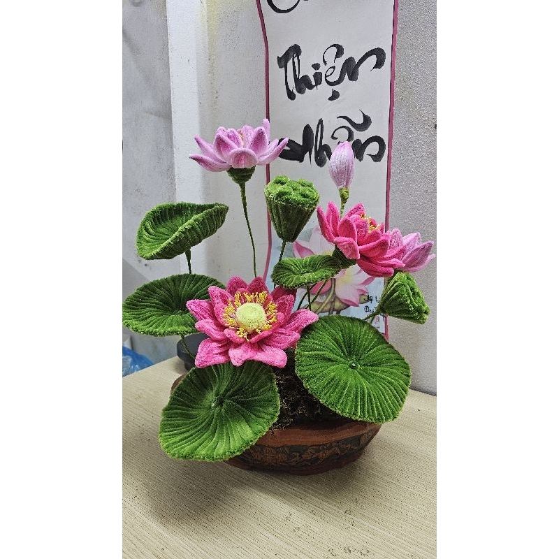 Chậu hoa sen mini làm bằng kẽm nhung | Shopee Việt Nam