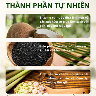 Men Dừa Rửa Chén Bát Thiên Nhiên KONUS Homecare Tinh Dầu Sả Chanh Nước Dừa Lên Men Làm Sạch Dầu Mỡ