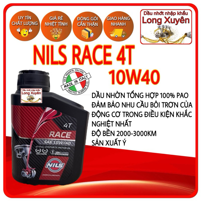 Nhớt Nils Race 10w40 xe số 100% Tổng hợp PAO | Shopee Việt Nam