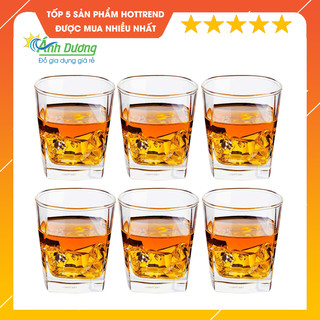 Bộ 6 ly cốc thủy tinh uống nước chịu nhiệt 4 ,5 cạnh
