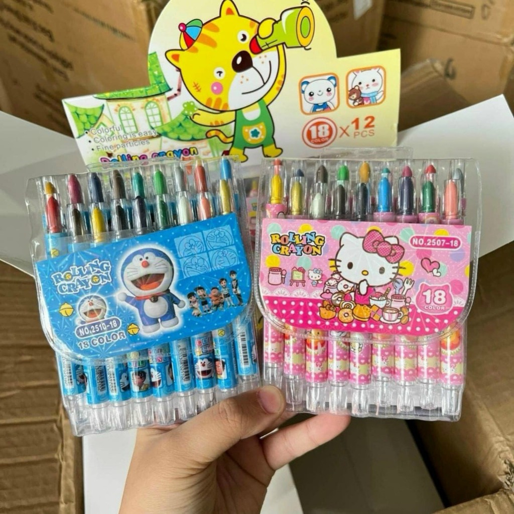 Hộp sáp vặn Rolling Crayons 18 màu hàng chất lượng