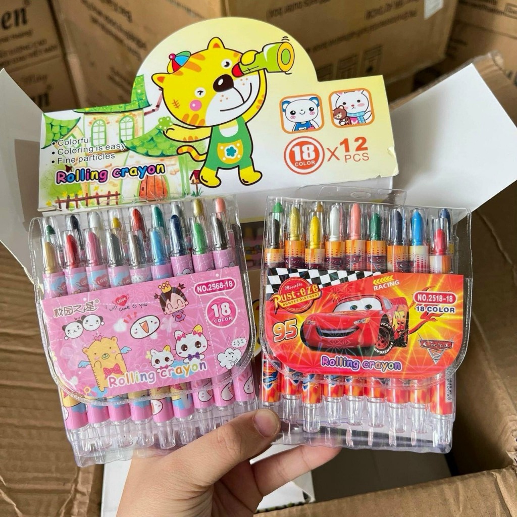 Hộp sáp vặn Rolling Crayons 18 màu hàng chất lượng