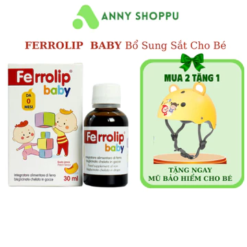 FERROLIP BABY Sắt cho bé, sắt hữu cơ dạng siro nhỏ giọt nhập khẩu Italya, vị đào, siro bổ sung sắt