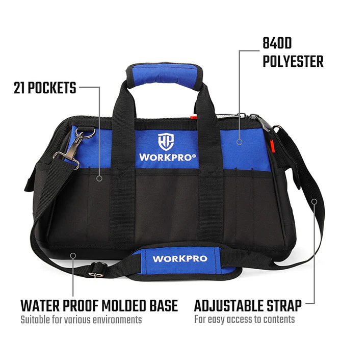 TÚI ĐỰNG ĐỒ NGHỀ BẰNG VẢI DỆT WORKPRO CHÍNH HÃNG KÍCH THƯỚC 12" - 14" - 16" - 18" TIỆN DỤNG, BỀN CHẮC, HIỆN ĐẠI