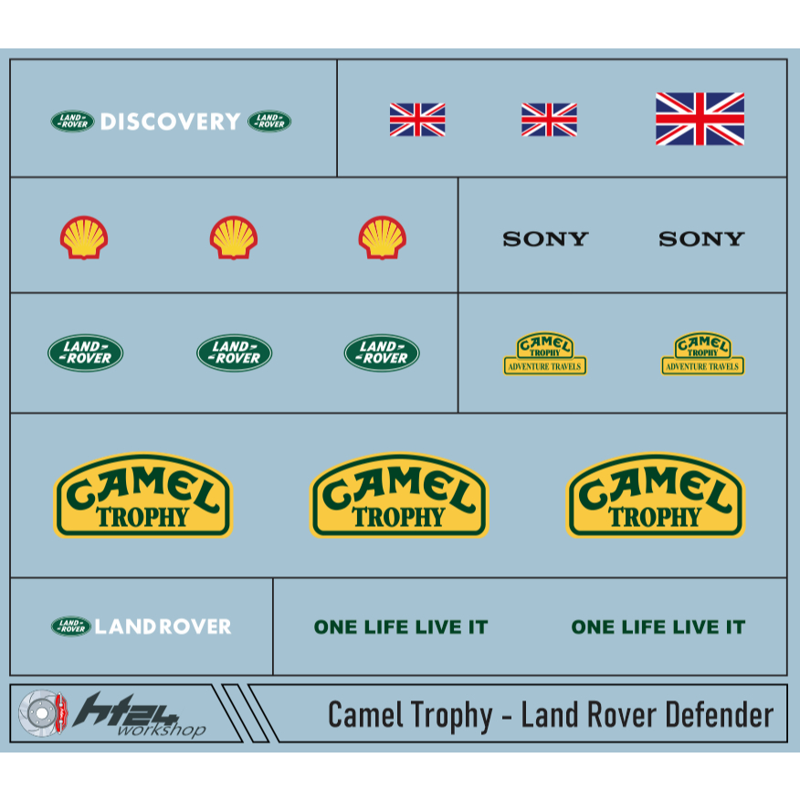 HT24workshop - Decal nước Camel Trophy - Land Rover Defender cho xe mô ...