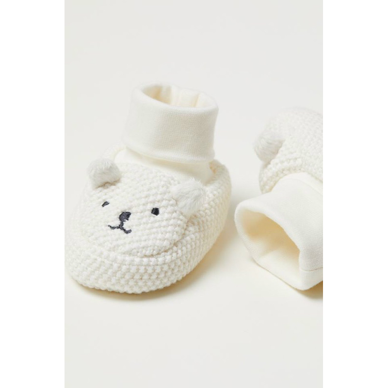 [MD107] H.M Giày tất len xinh hoạ tiết gấu thỏ cho bé yêu chân 6-9cm