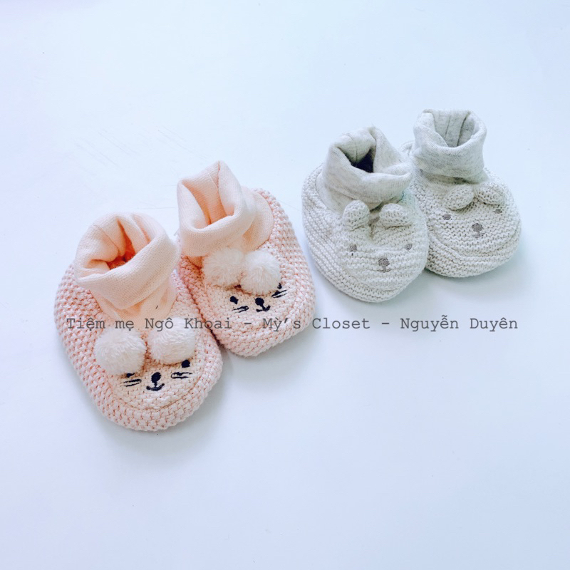 [MD107] H.M Giày tất len xinh hoạ tiết gấu thỏ cho bé yêu chân 6-9cm