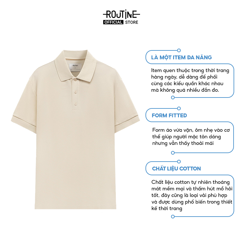 Ảnh Áo Thun Polo Nam Tay Ngắn Cotton Trơn Form Fitted - Routine 10S24POL006 2