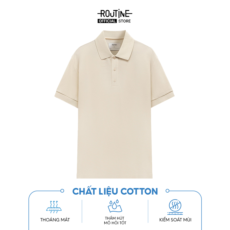 Ảnh Áo Thun Polo Nam Tay Ngắn Cotton Trơn Form Fitted - Routine 10S24POL006 3