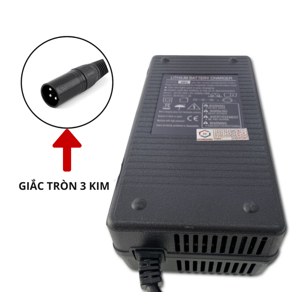 Sạc xe điện 48v, adapter 48v Homesheel DC48 (new)